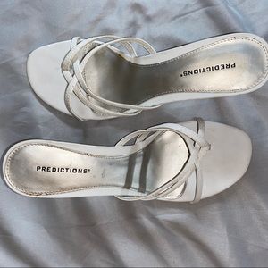 White kitten sandal heels